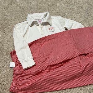 Boy’s embroidered Santa long sleeve polo set